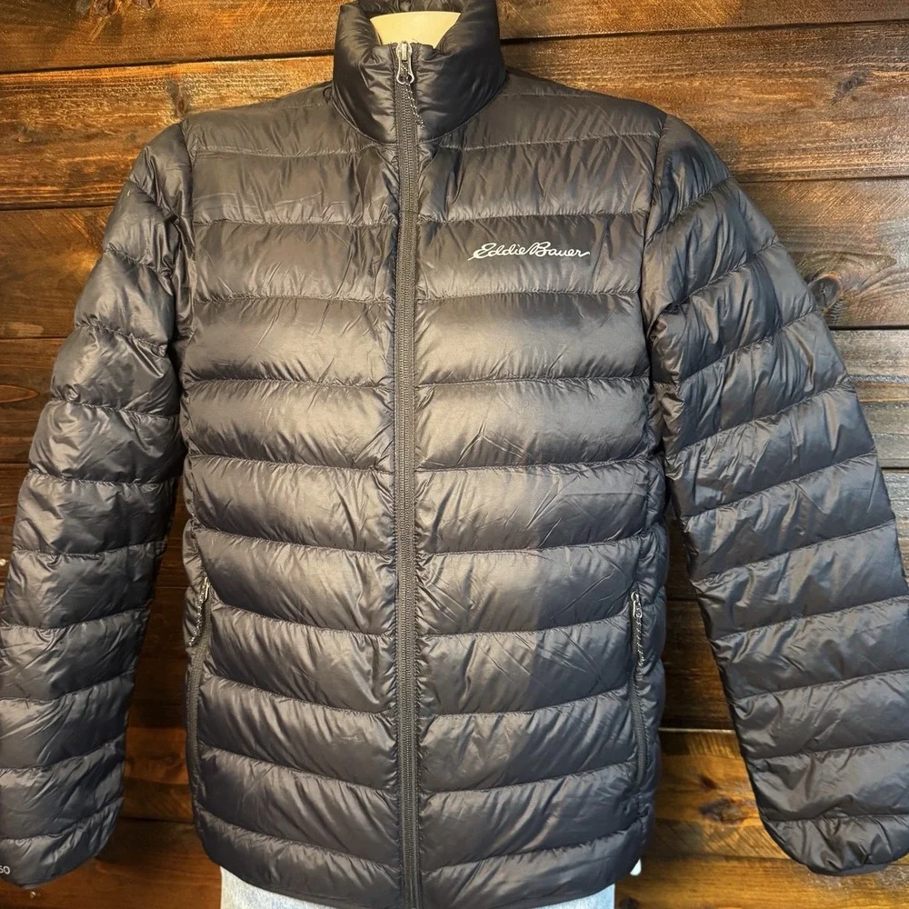Eddie Bauer Mens S CirrusLite 650 Down Insulation Packable Jacket Black Zip Pock